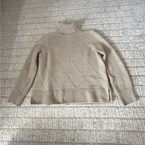 Barbour Women’s Beige Turtleneck Wool Blend Sweater